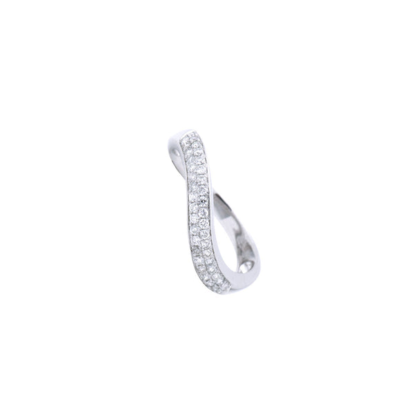 18 Karat White Gold Curved Diamond Band