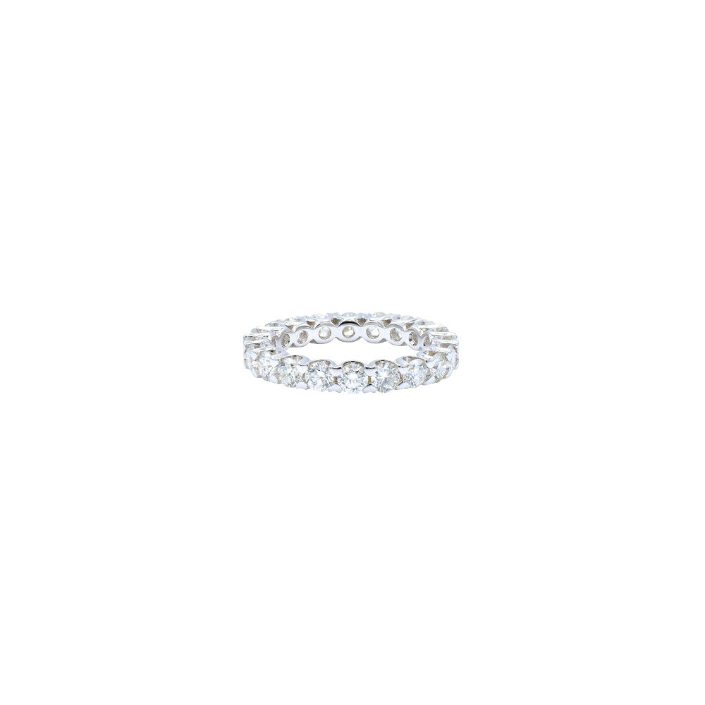 18 Karat White Gold diamond eternity band shared U prong