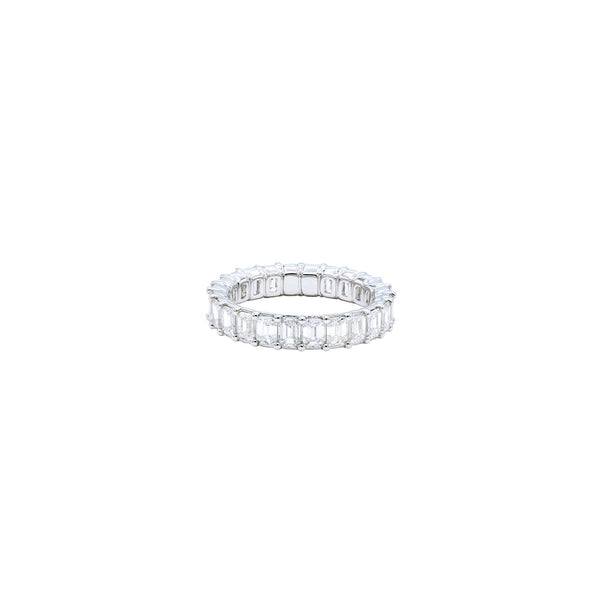 18 Karat White Gold Eternity Band with Emerald Cut Diamonds