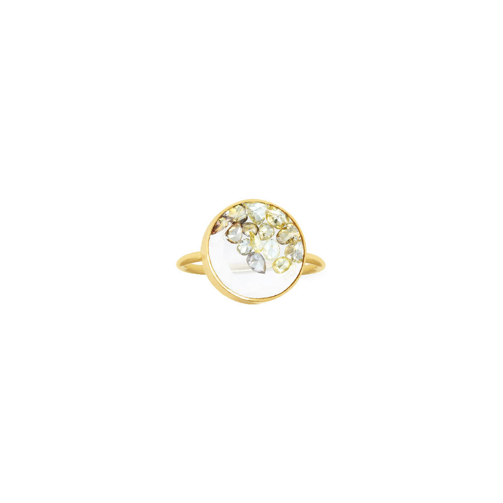 18 Karat Yellow Gold Ten Fourteen Diamond shaker Ring