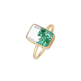 18 Karat Yellow Gold Ten Fourteen Petite Emerald Ring