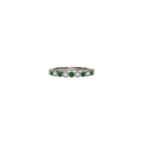 14 karat white gold emerald and diamond bezel set band