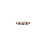 14 karat white gold ruby and diamond bezel set band