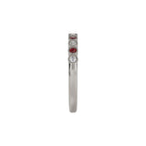 14 karat white gold ruby and diamond bezel set band