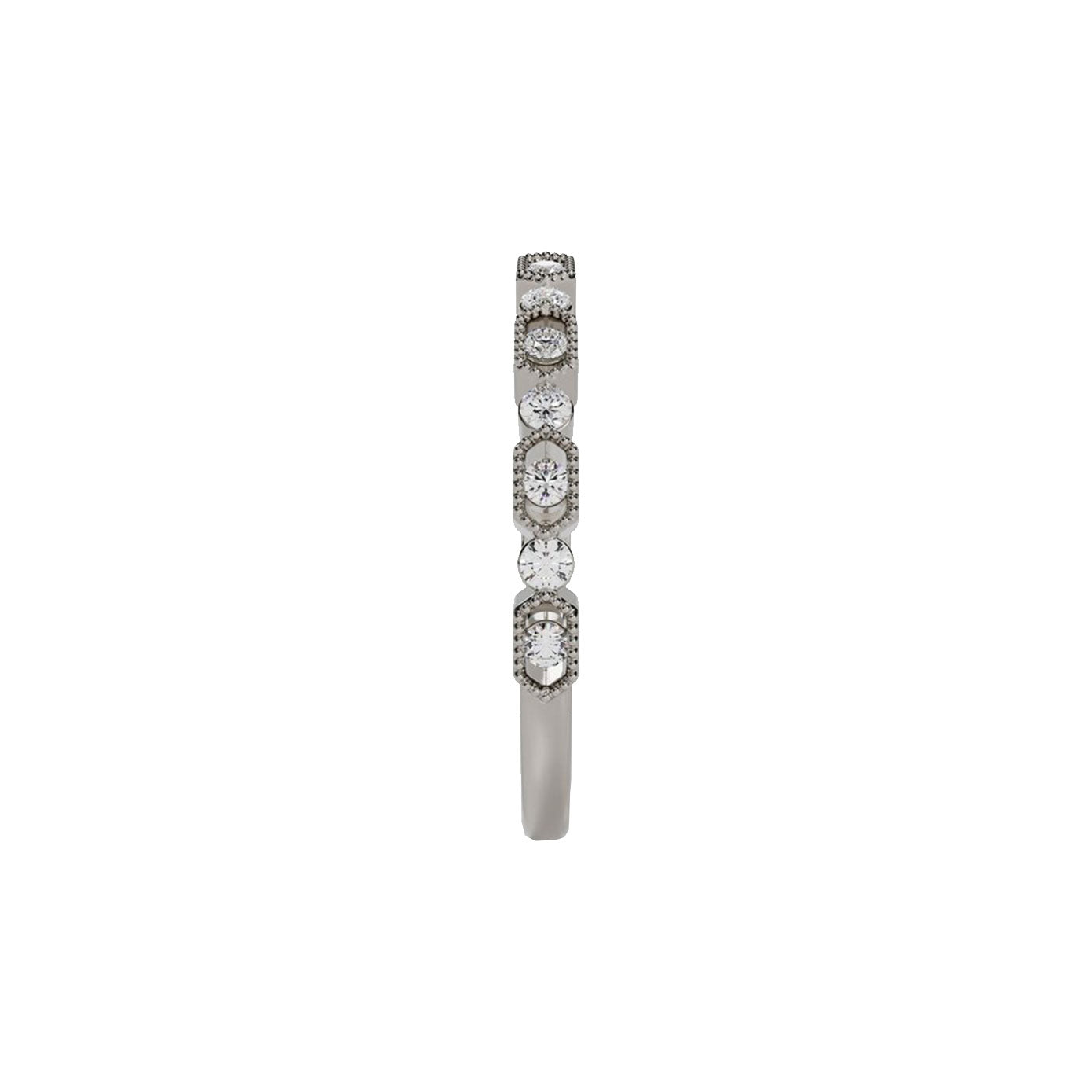14 karat white gold band with round diamonds