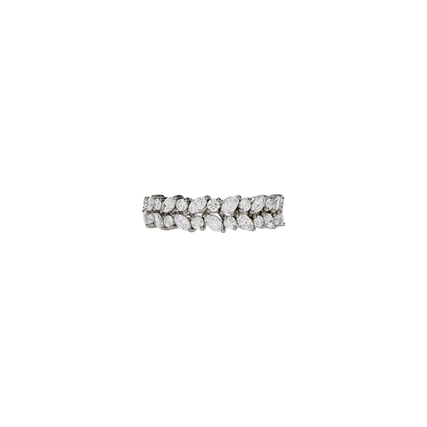 14 karat white gold marquise and round diamond flower band