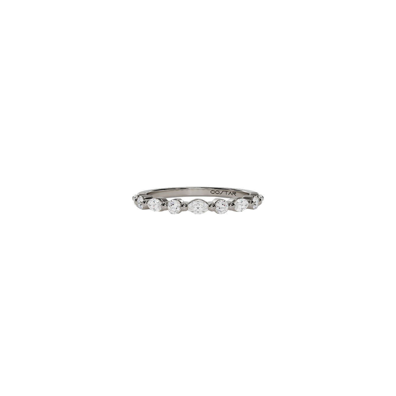 14 karat white gold marquise and round diamond band