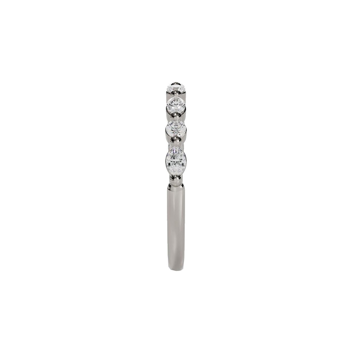 14 karat white gold marquise and round diamond band
