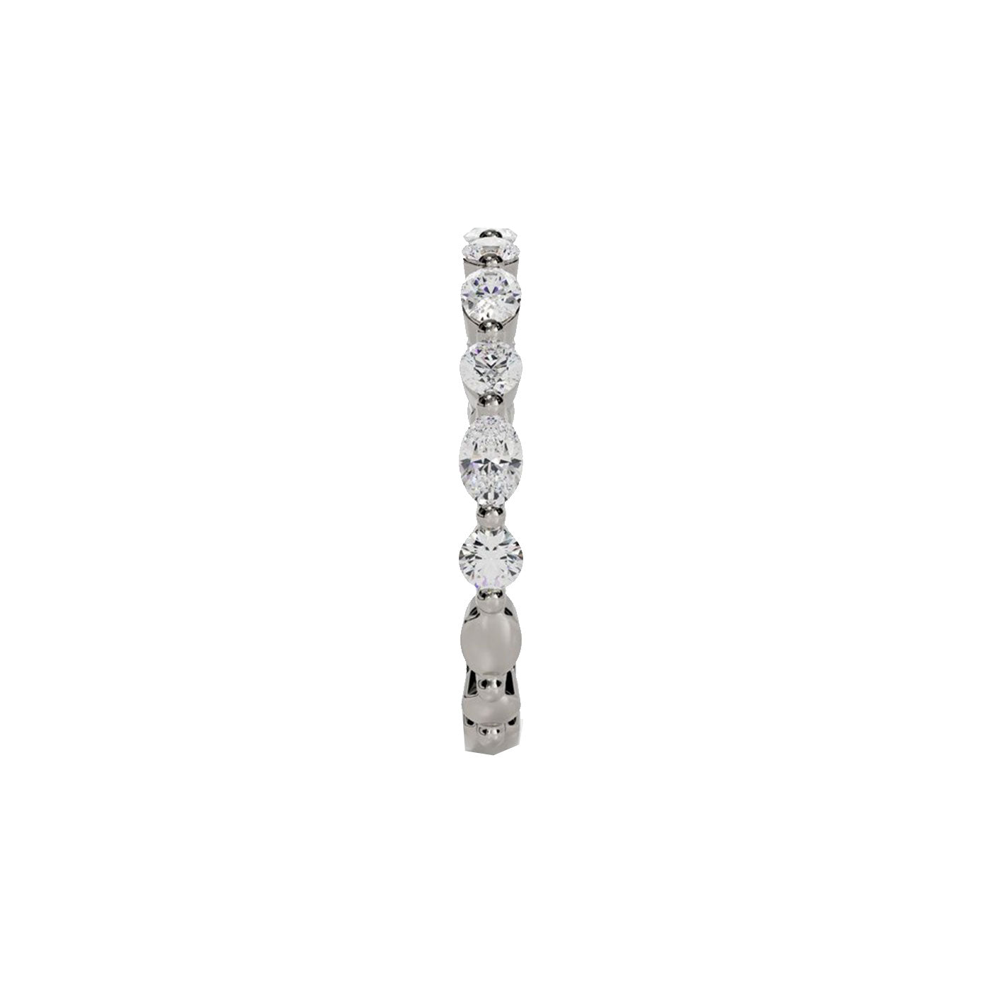 14 Karat white gold band with oval and round diamonds