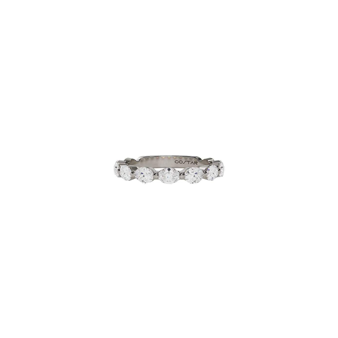 14 Karat white gold band with oval diamonds