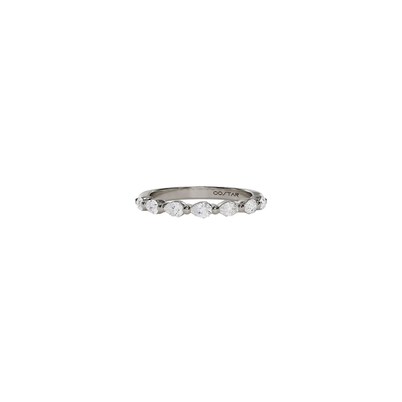 14 karat white gold band with pear diamonds