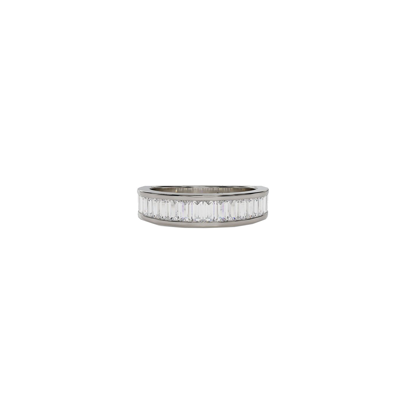 14 karat white gold diamond baguette channel band