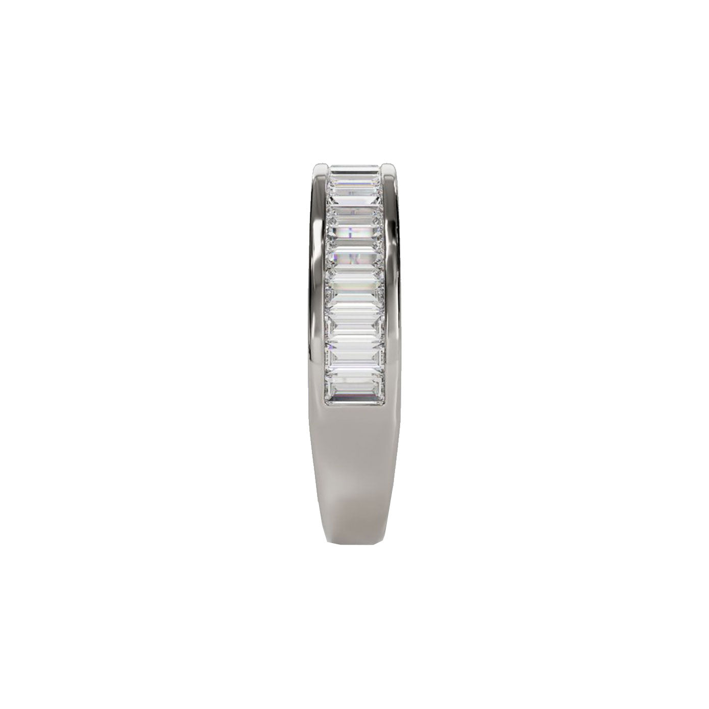 14 karat white gold diamond baguette channel band