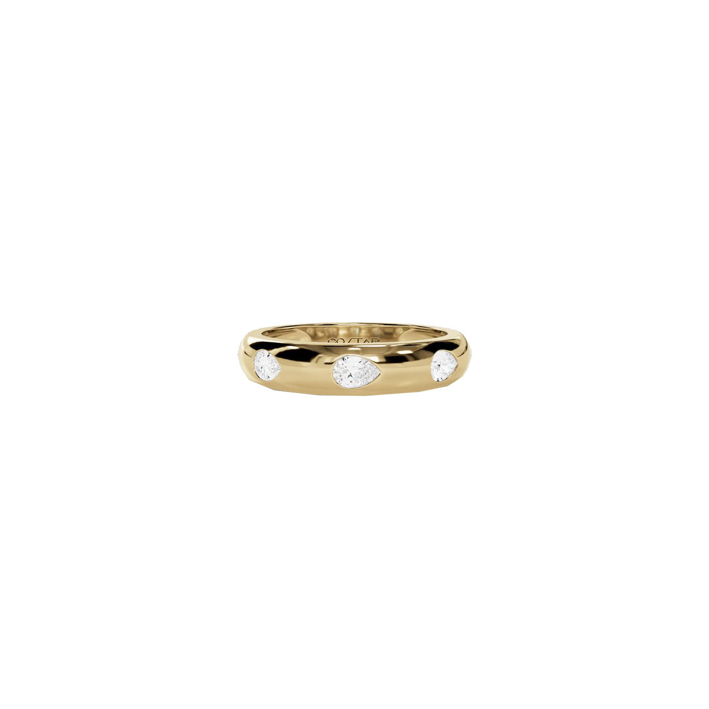 14 karat yellow gold pear diamond flush set band