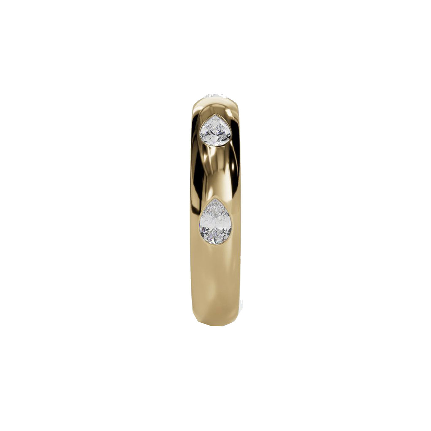 14 karat yellow gold pear diamond flush set band