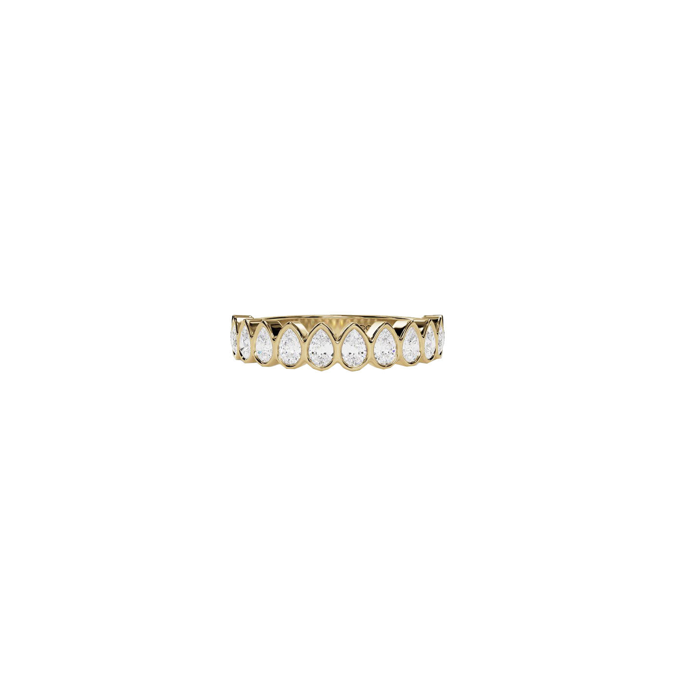 14 karat yellow gold pear diamond bezel ring