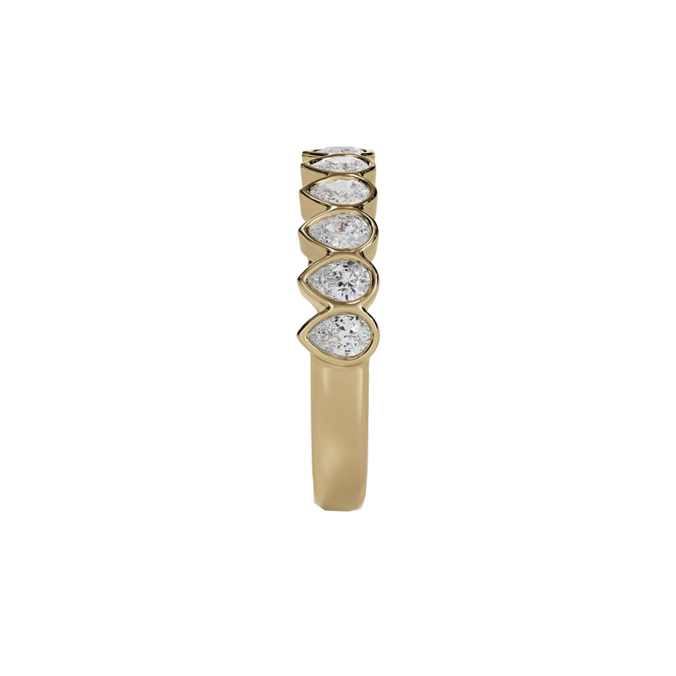 14 karat yellow gold pear diamond bezel ring