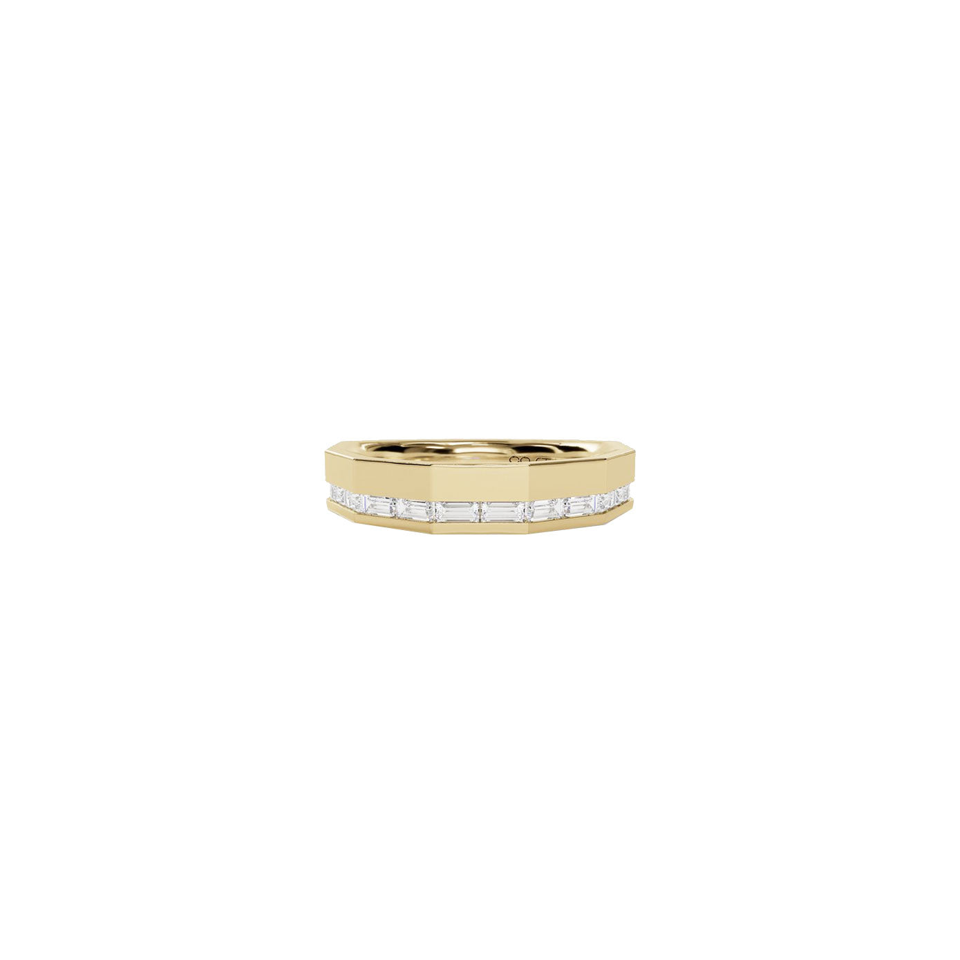 14 karat yellow gold band channel set baguette band