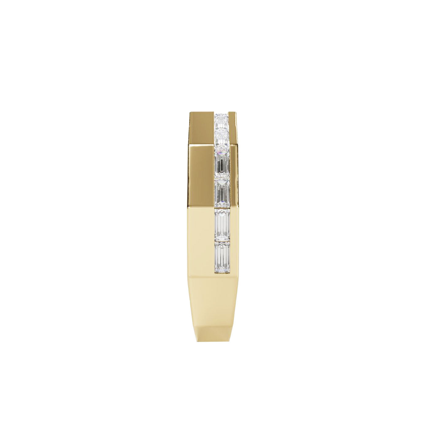 14 karat yellow gold band channel set baguette band