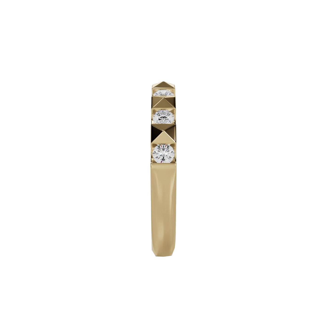 14 Karat yellow gold spike band with diamonds