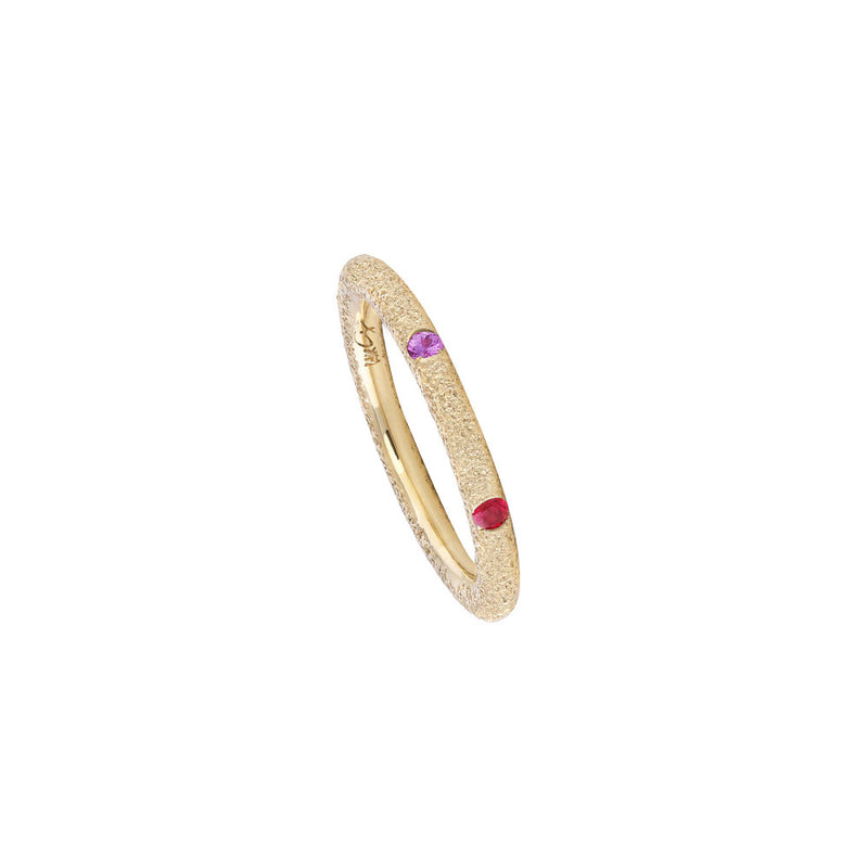 14 Karat Yellow Gold  "Maude" Round Band with Multi Colored Sapphires