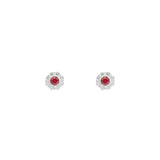 14 Karat White Gold Ruby and Diamond stud earrings