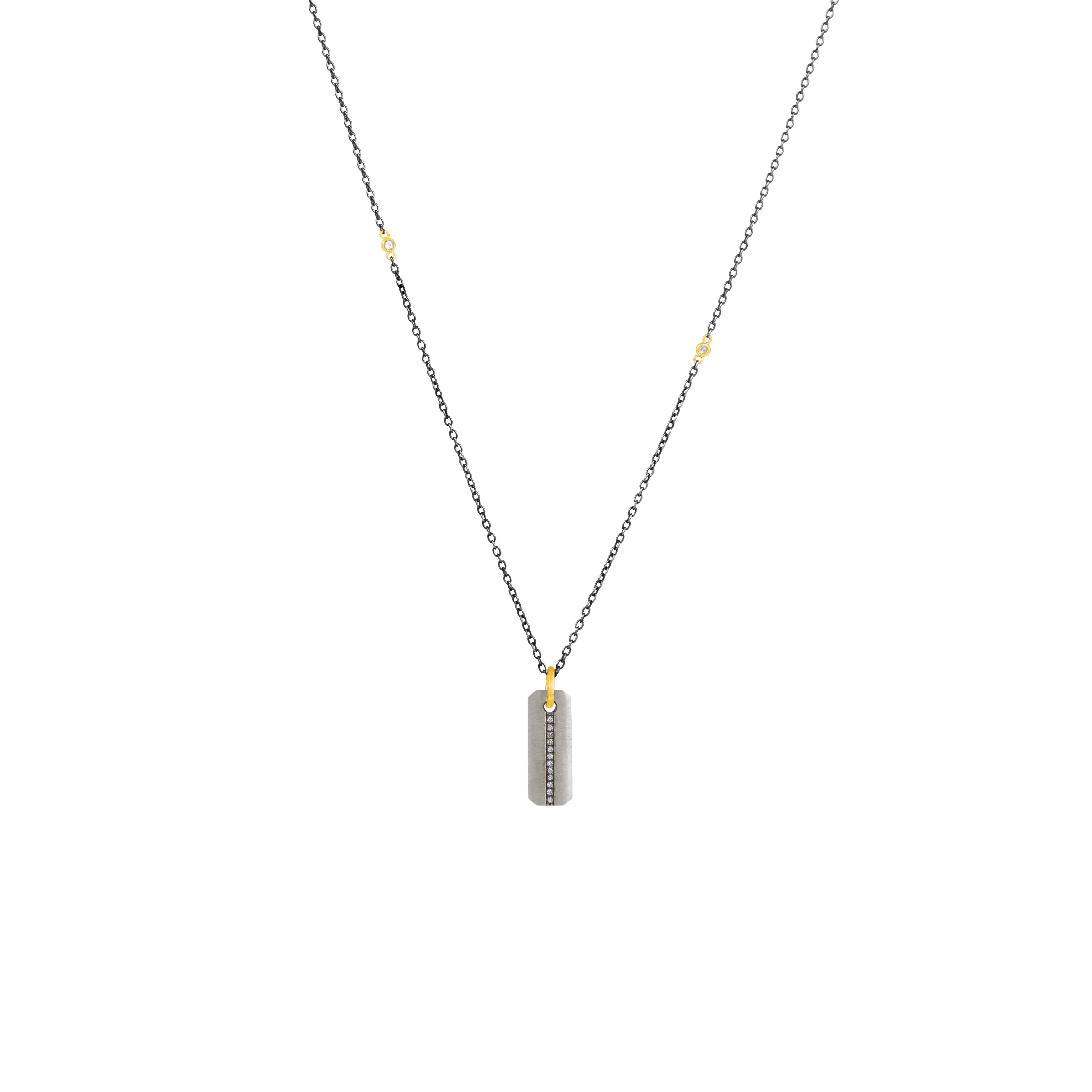 Sterling silver REVA bar pendant with diamonds