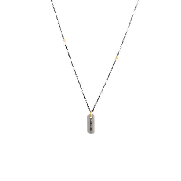 Sterling silver REVA bar pendant with diamonds