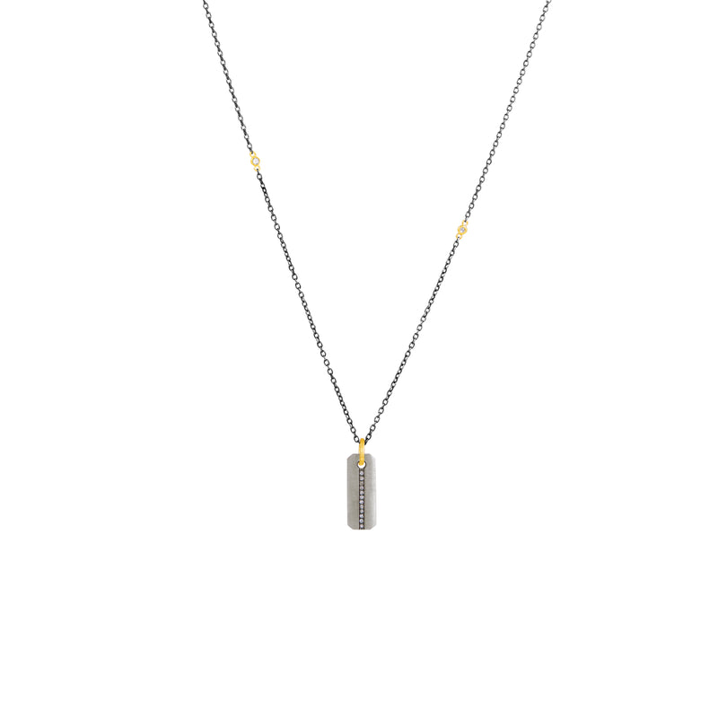 Sterling silver REVA bar pendant with diamonds