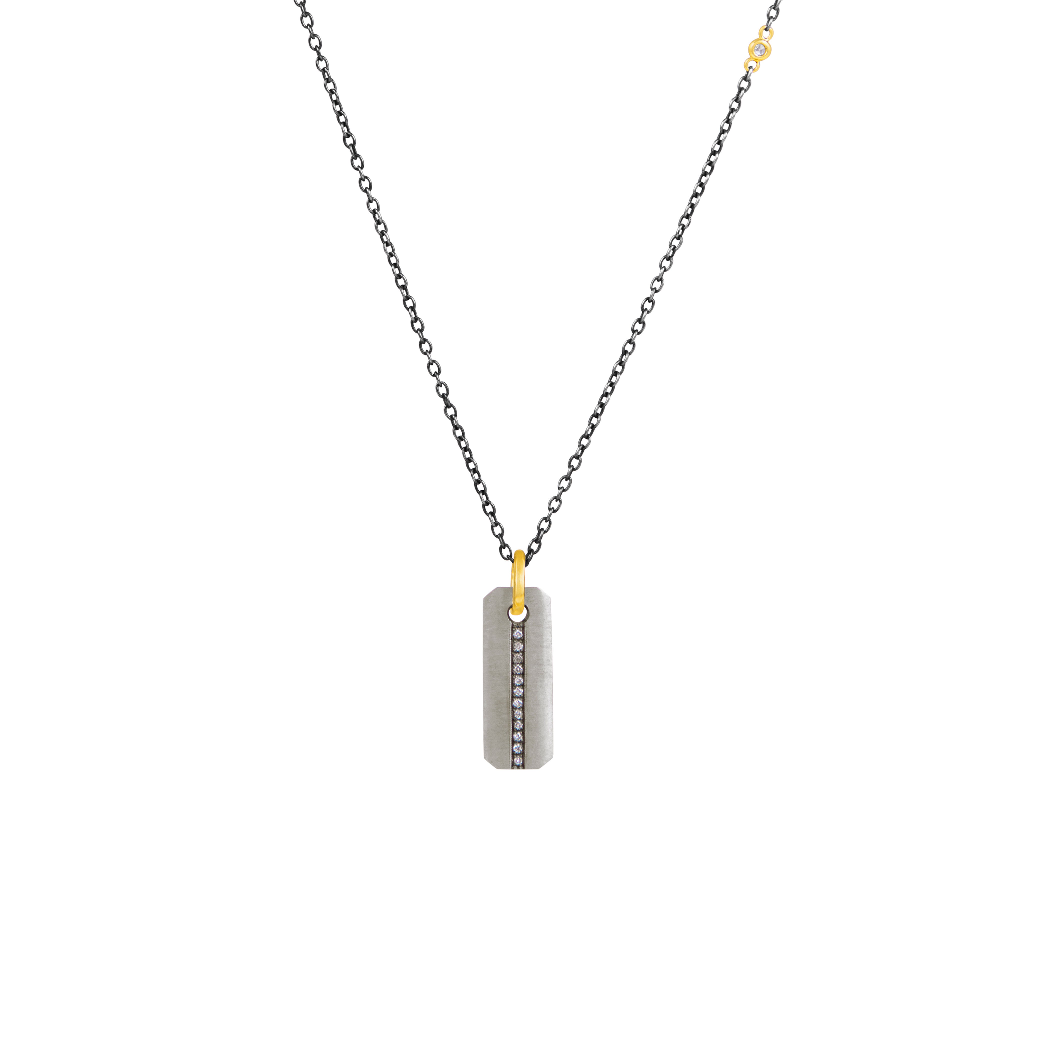 Sterling silver REVA bar pendant with diamonds