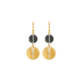 14 Karat Yellow Gold, Sterling Silver with Black Rhodium Tiered RIANA earrings