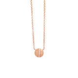 14 Karat Rosé Gold RINA disc necklace with white diamonds