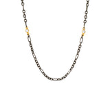 Sterling Silver Black Rhodium and 14 Karat Yellow Gold RIO chain