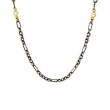 Sterling Silver Black Rhodium and 14 Karat Yellow Gold RIO chain