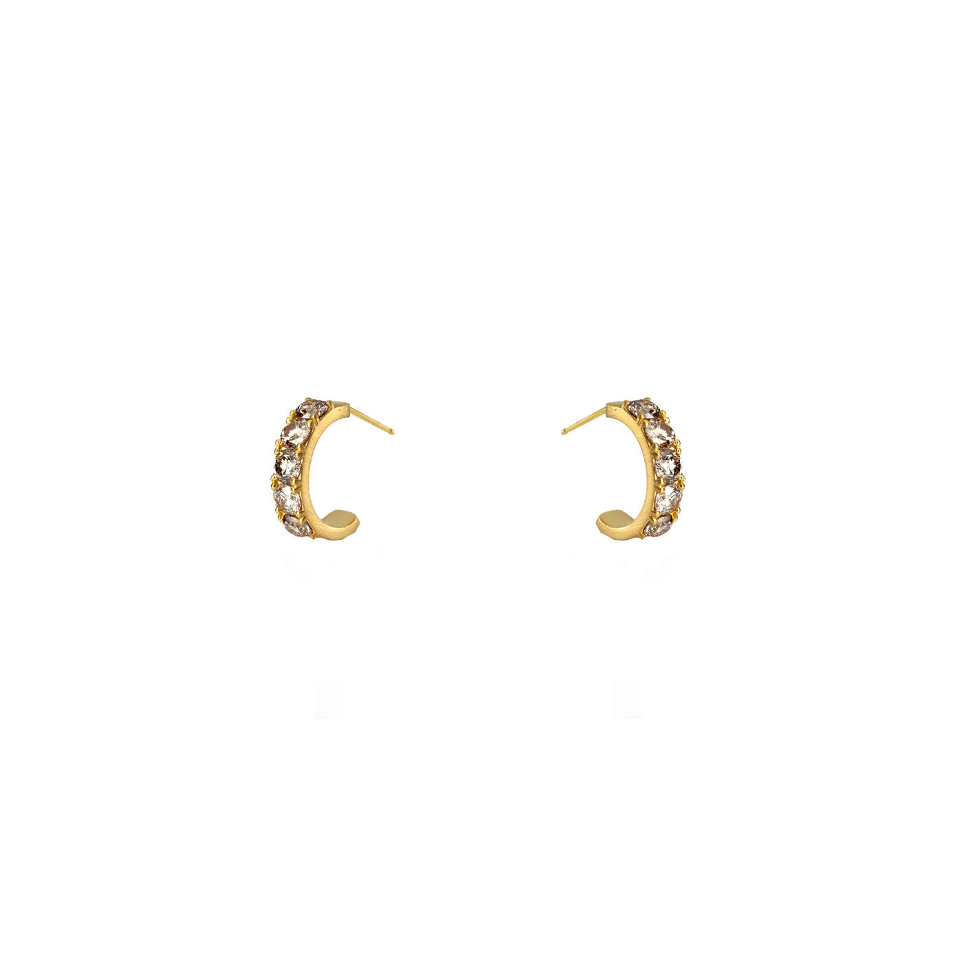 14 Karat Yellow Gold RITHA hoop earrings with champagne diamonds