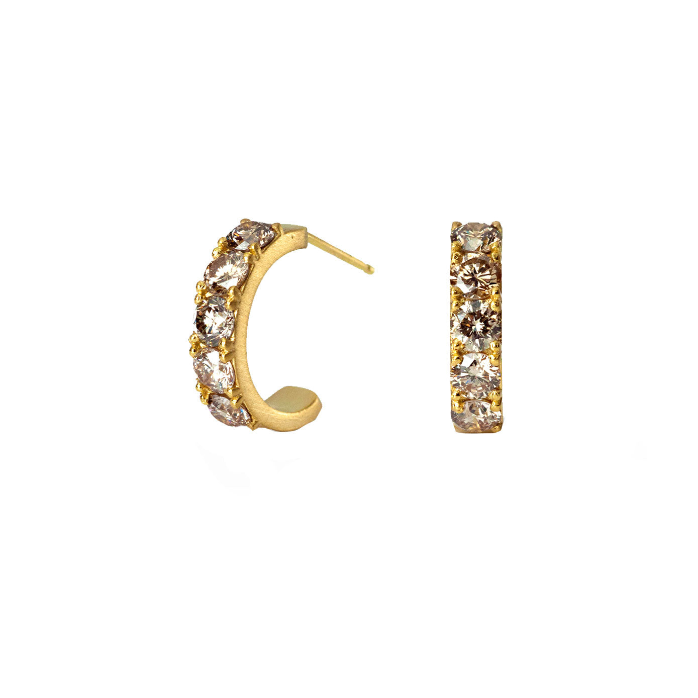 14 Karat Yellow Gold RITHA hoop earrings with champagne diamonds