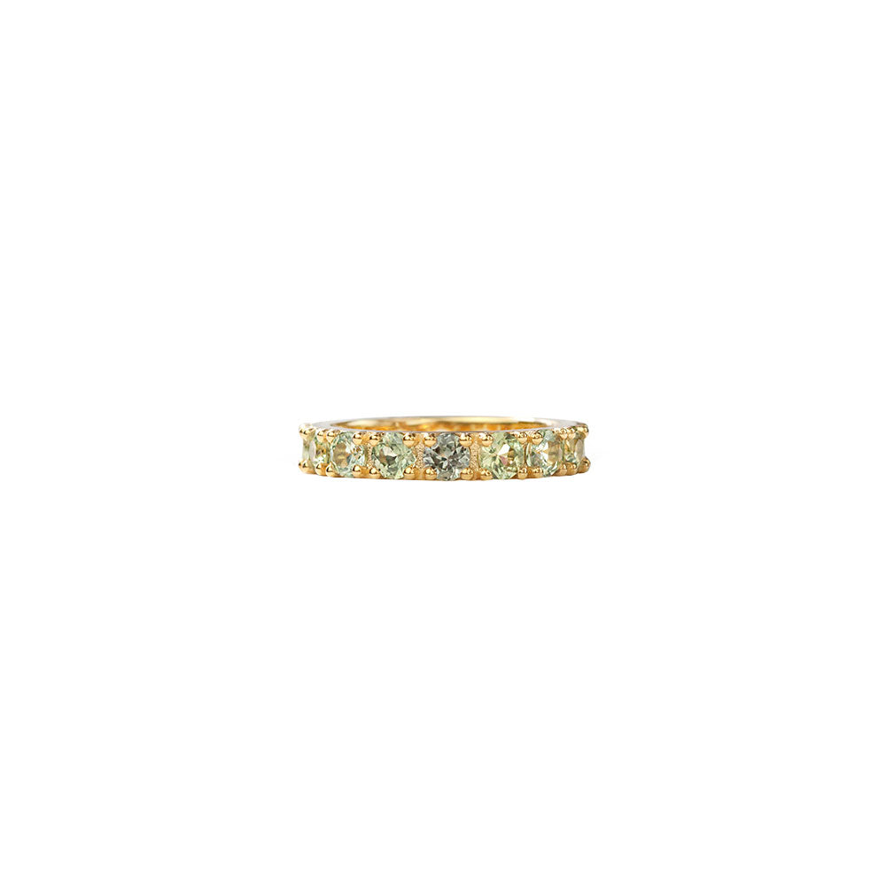 14 Karat Yellow Gold RITHA eternity band with Green Sapphires