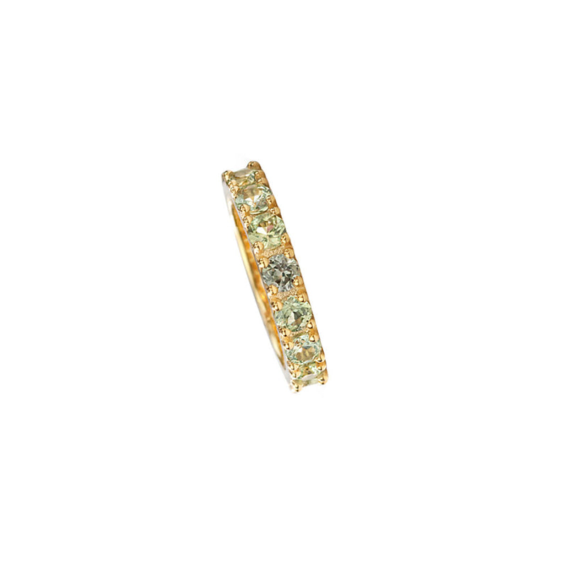 14 Karat Yellow Gold RITHA eternity band with Green Sapphires