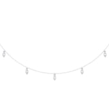 14 karat white gold pear diamond bezel set necklace