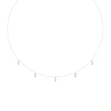14 karat white gold pear diamond bezel set necklace