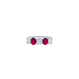18 Karat White Gold 5 stone ring with Rubies and diamonds