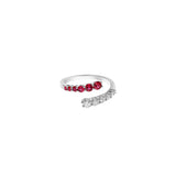 18 Karat White Gold Coil Ring with Ruby and Diamonds