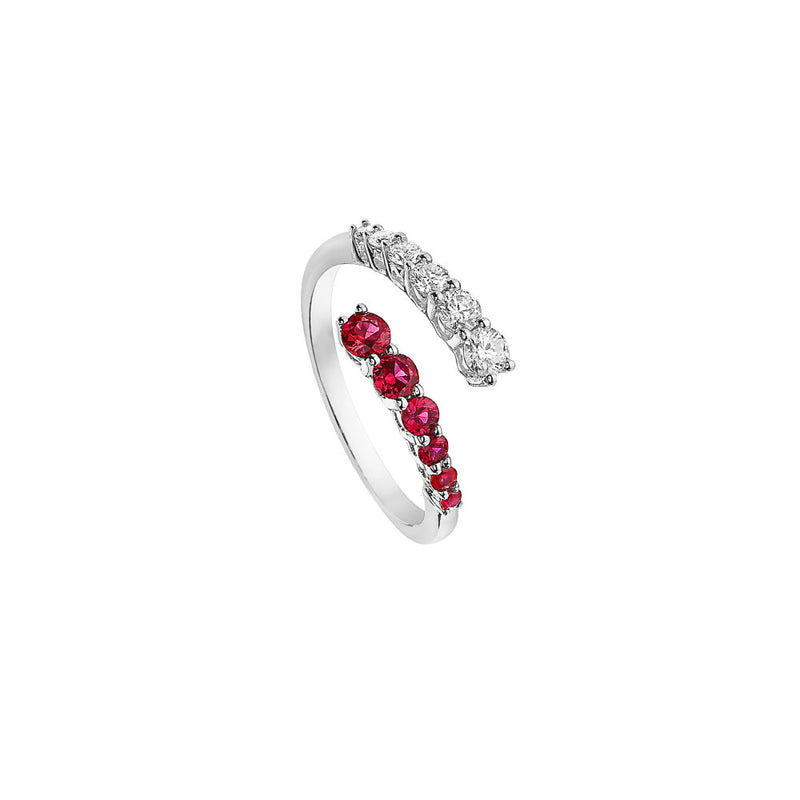 18 Karat White Gold Coil Ring with Ruby and Diamonds