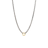 Sterling silver and 14 karat yellow gold RUMI DONNA LOCK open cable chain with charm bale