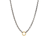 Sterling silver and 14 karat yellow gold RUMI DONNA LOCK open cable chain with charm bale