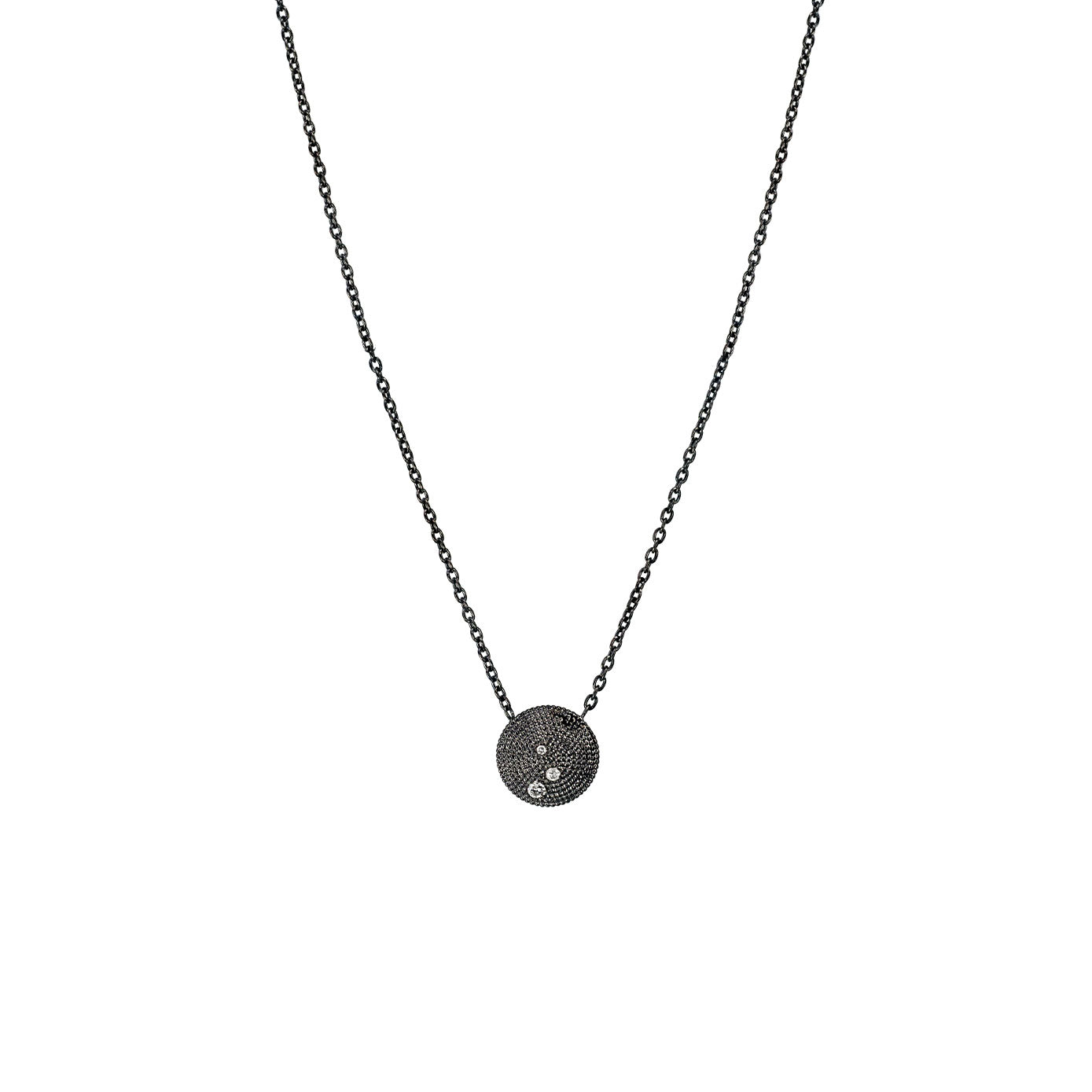 Sterling silver black rhodium ROYCE necklace with white diamonds