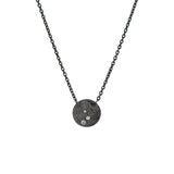 Sterling silver black rhodium ROYCE necklace with white diamonds
