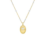 18 Karat Yellow Gold Star Eternal Double Sided Necklace with Sapphire and diamonds