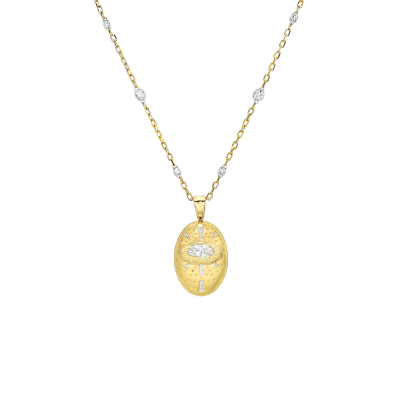 18 Karat Yellow Gold Star Eternal Double Sided Necklace with Sapphire and diamonds
