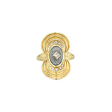 18 Karat Yellow Gold Luxe Nebula Ring with Australian Opal  and Diamonds